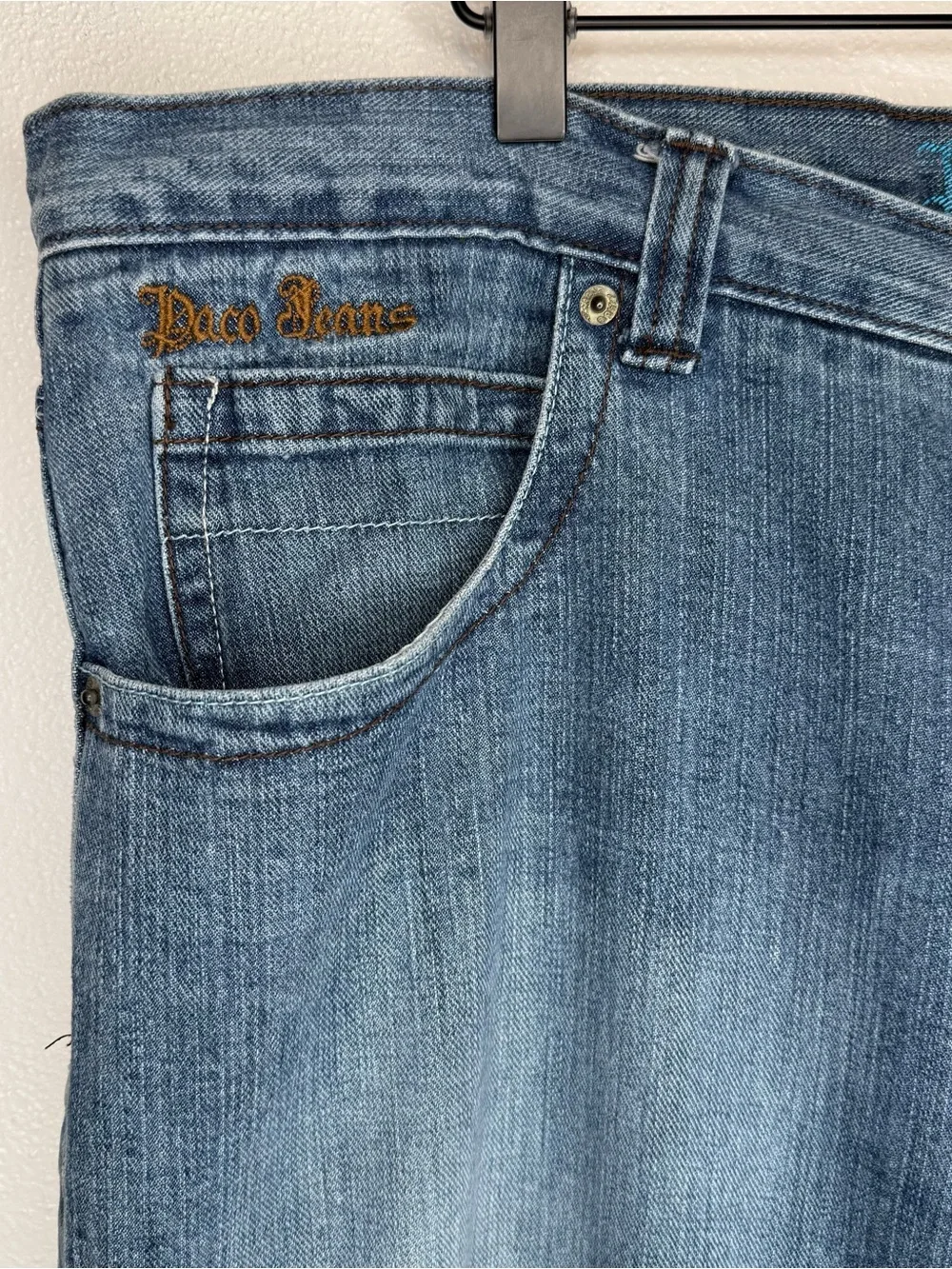 Paco Jeans Men's Blue Cotton Medium Wash Straight-Leg Jeans Y2K Size 38x32